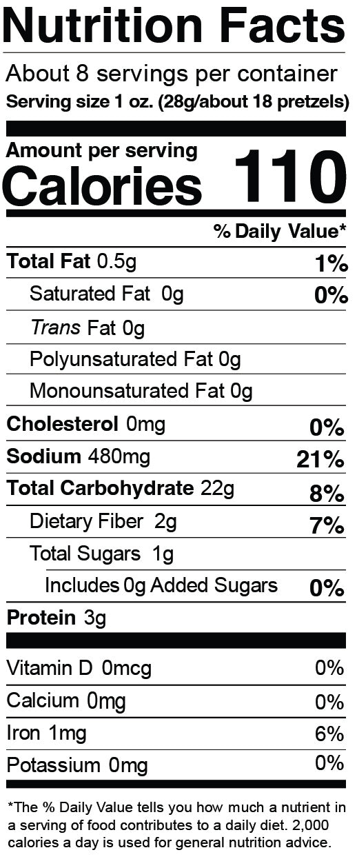 Nutrition Facts for Butter Braided Pretzel