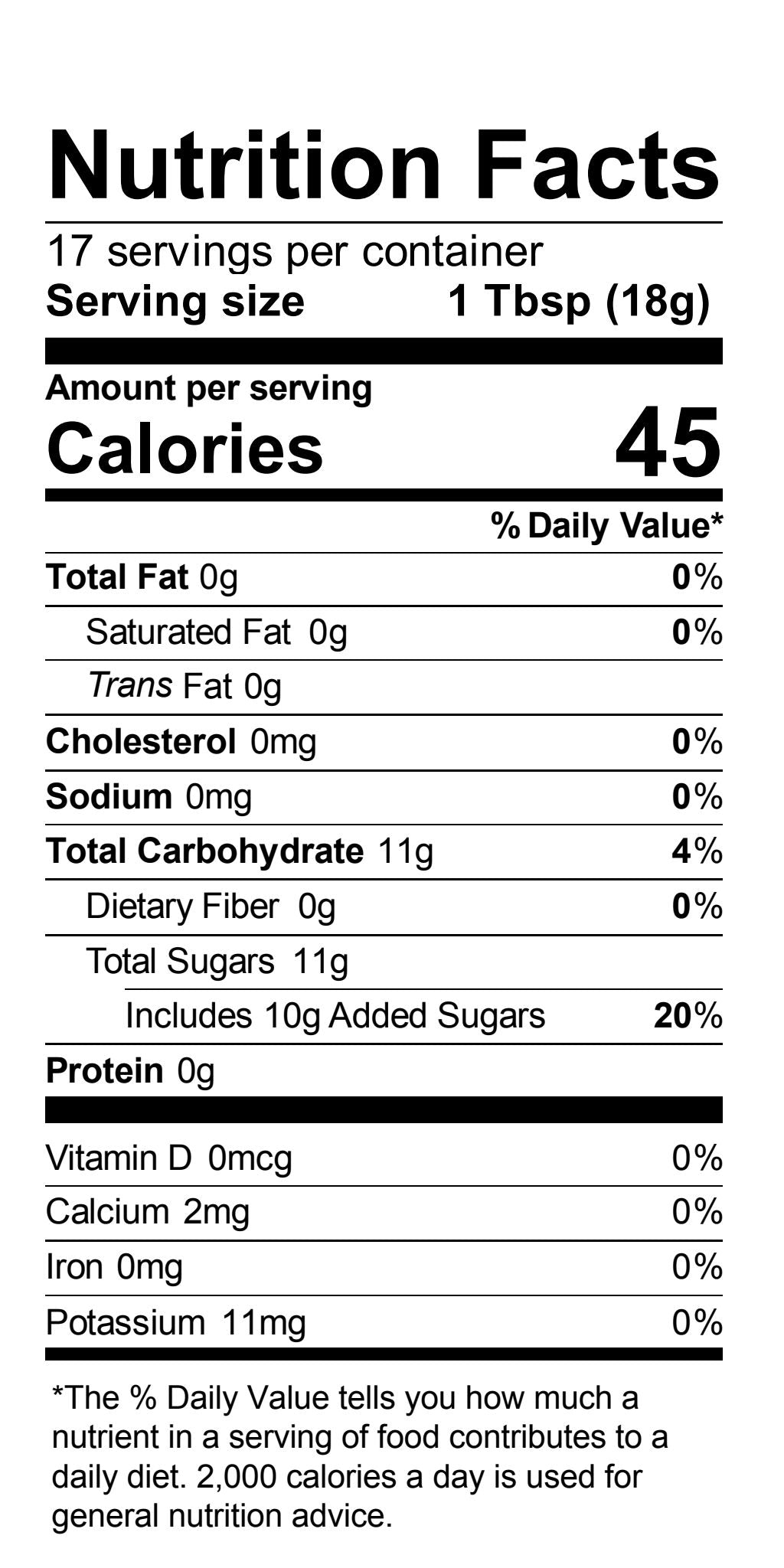Nutrition Facts for Raspberry Amaretto Jam