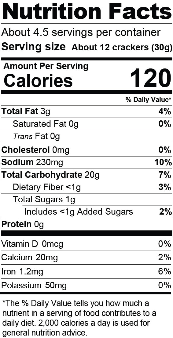 Nutrition Facts for Roasted Garlic and Rosemary Crackers