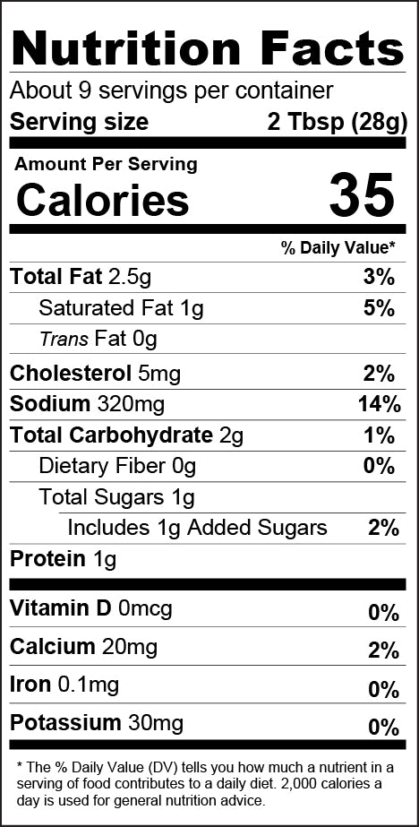 Nutrition Facts for Roasted Red Pepper & Feta Dip