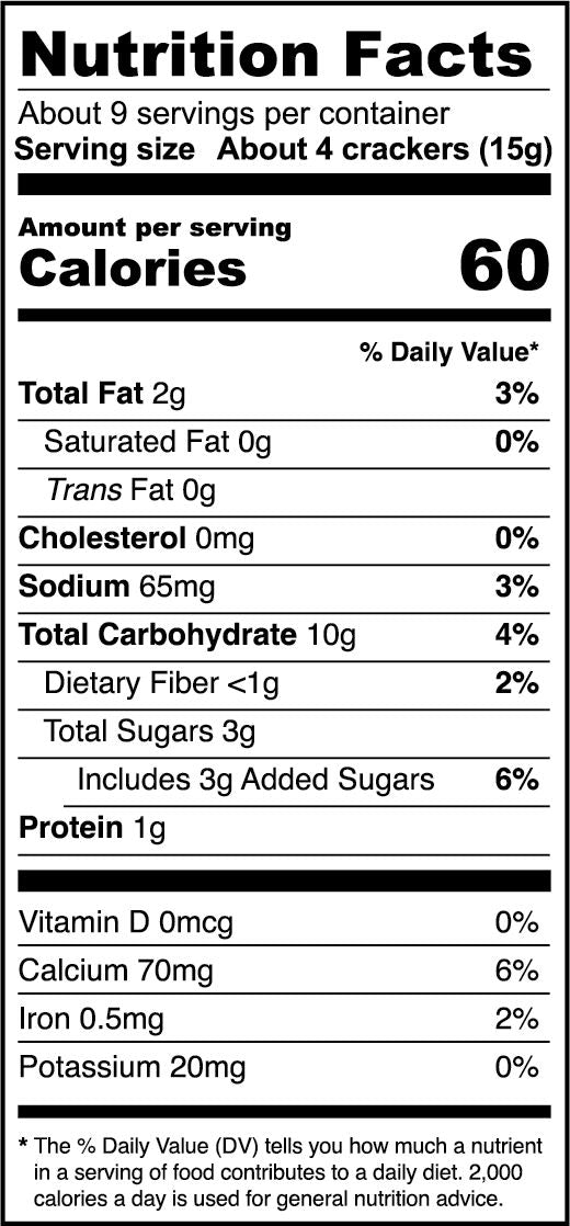 Nutrition Facts for Cinnamon Crackers