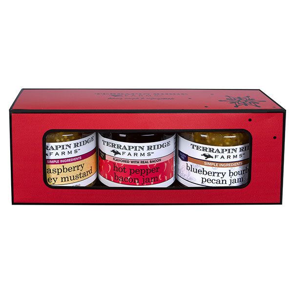 3 pack of mini gourmet condiments in a gift box